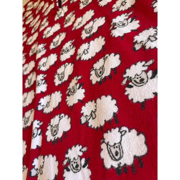 Woolrich Cozy Cotton Sheep Print Red Long Sleeve Night Sleep Dress Shirt Sz S/M - Picture 11 of 11